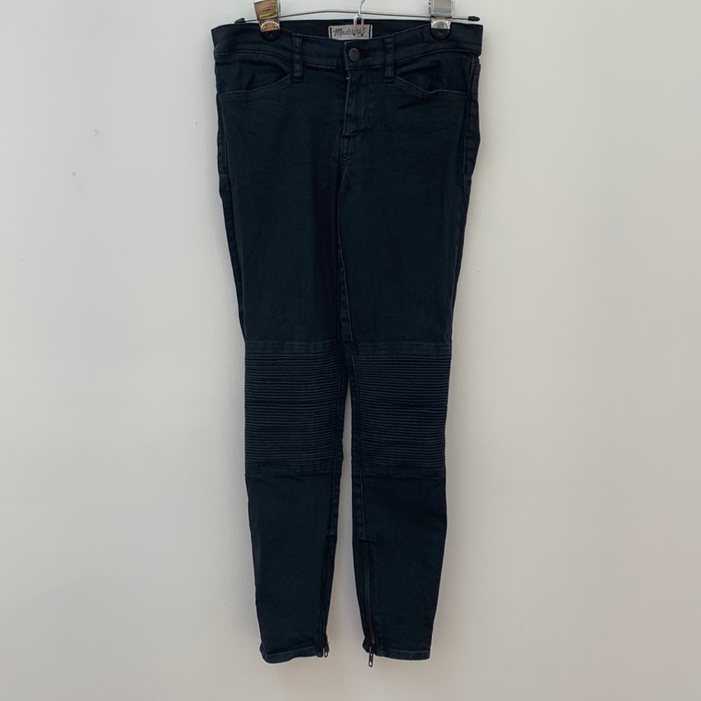 Madewell black skinny skinny jeans size 27 rigid knees zip on ankles - Picture 2 of 8